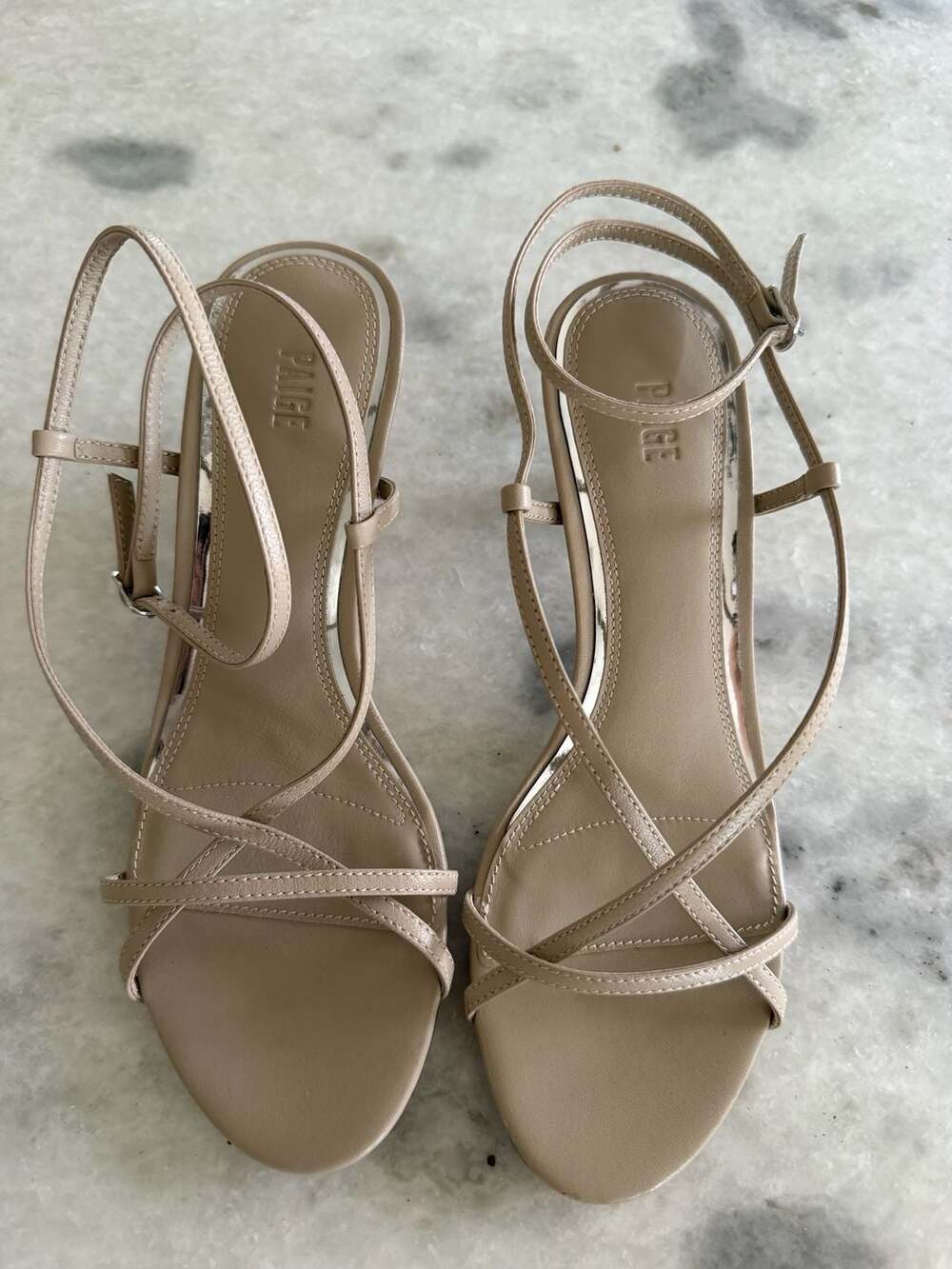 PAIGE Nude Strappy Kitten Heel Sandals Size 6